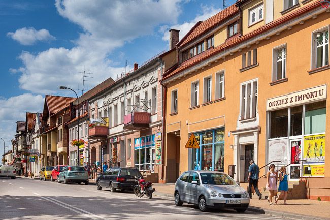Olecko, kamienice przy Placu Wolnosci. EU, Pl, Warm-Maz.